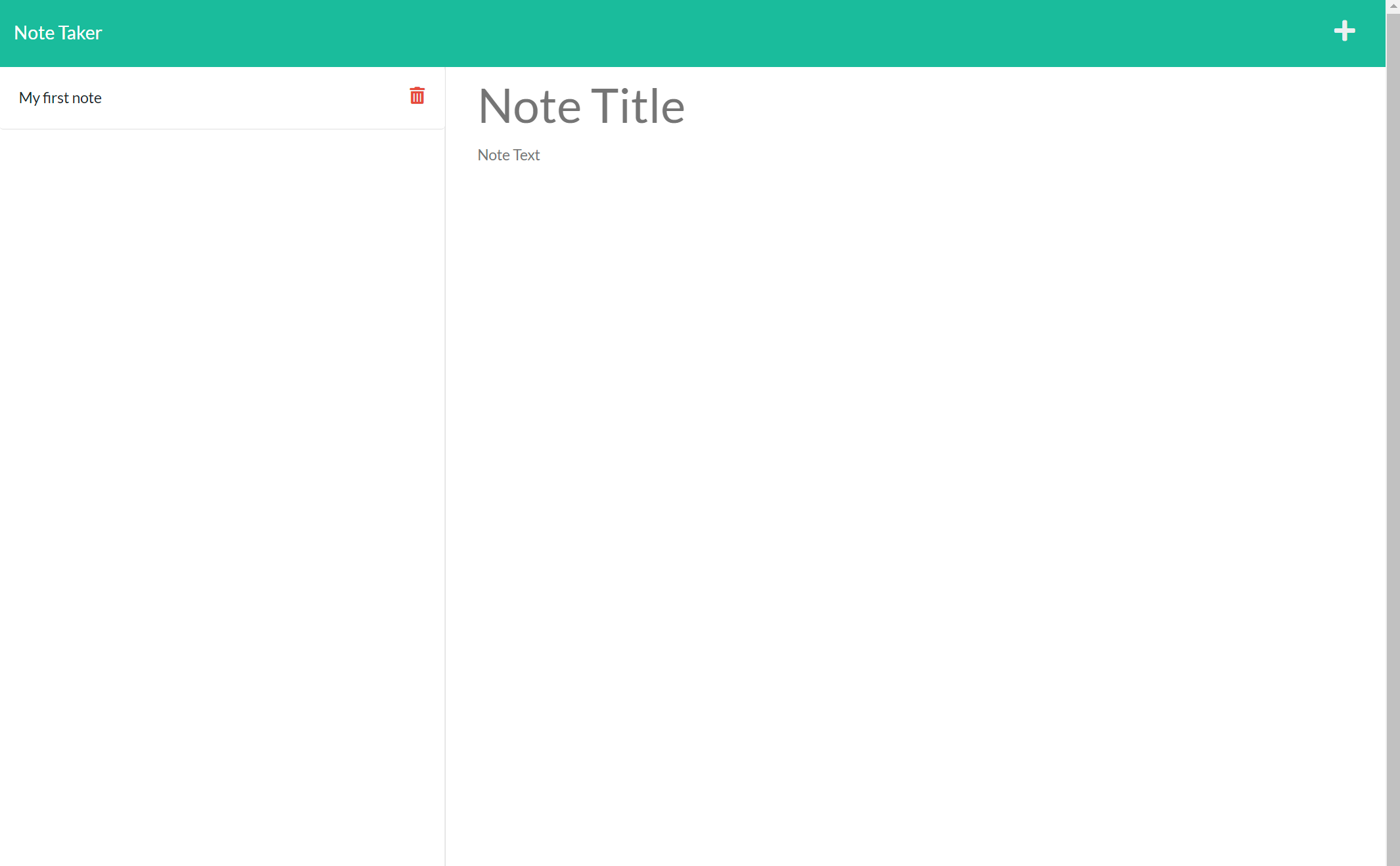 Screenshot of notes page with saved notes and new note area